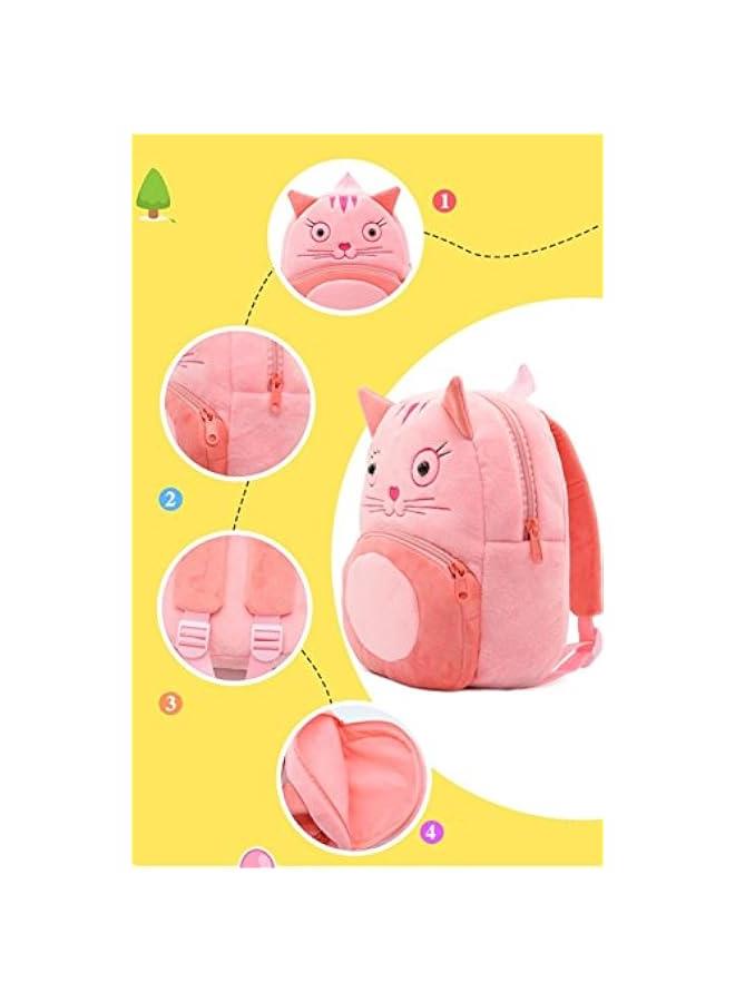 NICE CHOICE Cute Toddler Backpack Toddler Bag Plush Animal Cartoon Mini Travel Bag for Baby Girl Boy 2-6 Years(Cat) - Image 4
